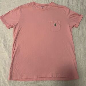 Polo RL- men’s size large, pink with green horse, excellent used condition